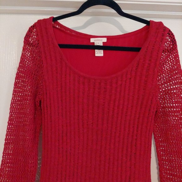 Sundance Womens Red Knit Lined Knee Length Dress 3/4 Sleeve Small - Picture 2 of 16